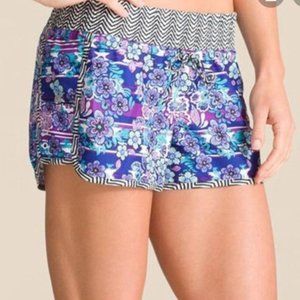 Athleta Poseidon Blue Lanai Floral Shorts - Like New